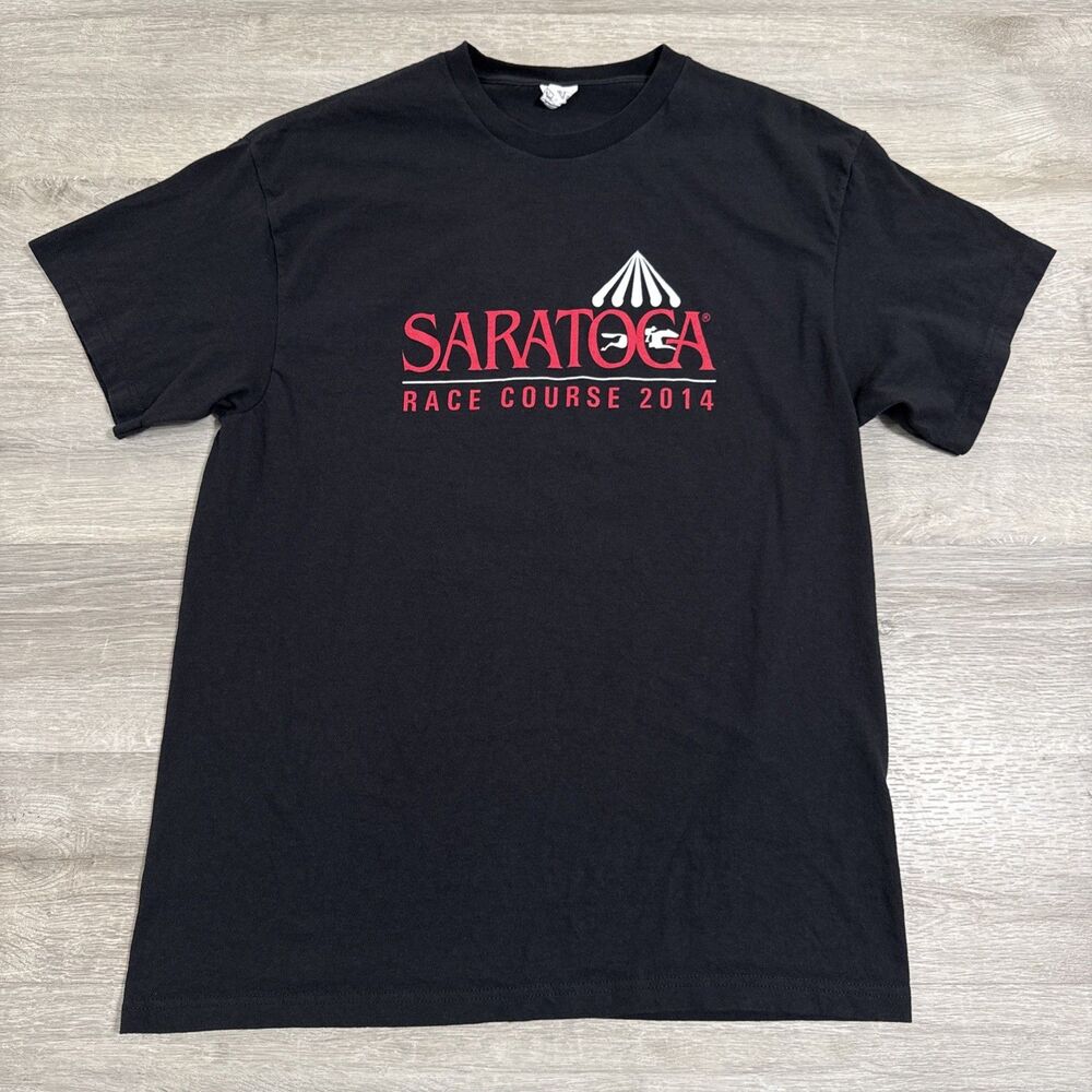 Saratoga Race Course Racetrack Shirt 2014 Men's Black Medium Horse Racing Tee